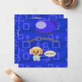 お誕生日おめでとう!子犬宇宙船シェフダッキーカズー ノートカード (正面/裏面インサイチュ)