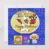 お誕生日おめでとう!子犬宇宙船シェフダッキーカズー ノートカード (裏面)