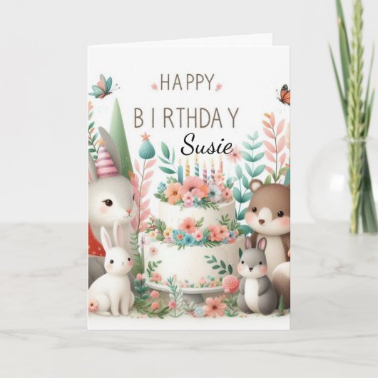 お誕生日おめでとう　愛する孫娘へのグリーティングカード カード (正面)