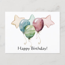 お誕生日おめでとう 星と風船 ポストカード