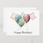 お誕生日おめでとう 星と風船 ポストカード (正面/裏面)
