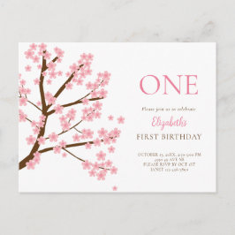 お誕生日おめでとう!春の桜の花のキュートなデザイン ポストカード