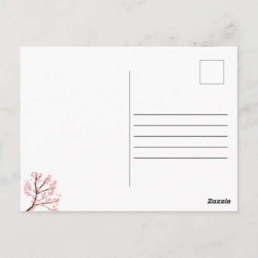 お誕生日おめでとう 春の桜の花 かわいい ポストカード (裏面)