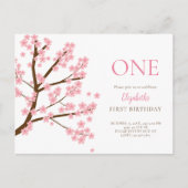 お誕生日おめでとう 春の桜の花 かわいい ポストカード (正面)