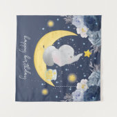 お誕生日おめでとう、月の赤ちゃん象 タペストリー (正面(横))