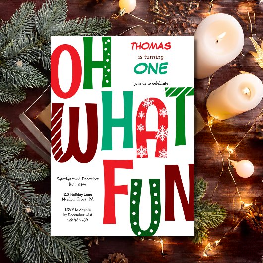 お誕生日おめでとう！楽しい1歳の誕生日 招待状