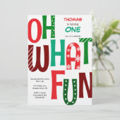 お誕生日おめでとう！楽しい1歳の誕生日 招待状 (スタンド正面)