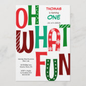 お誕生日おめでとう！楽しい1歳の誕生日 招待状 (正面)