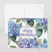 お誕生日おめでとう 水彩 紫陽花の花 ポストカード (正面/裏面)