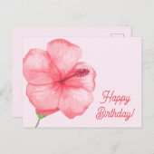 お誕生日おめでとう  | 熱帯のハイビスカスの花 ポストカード (正面/裏面)