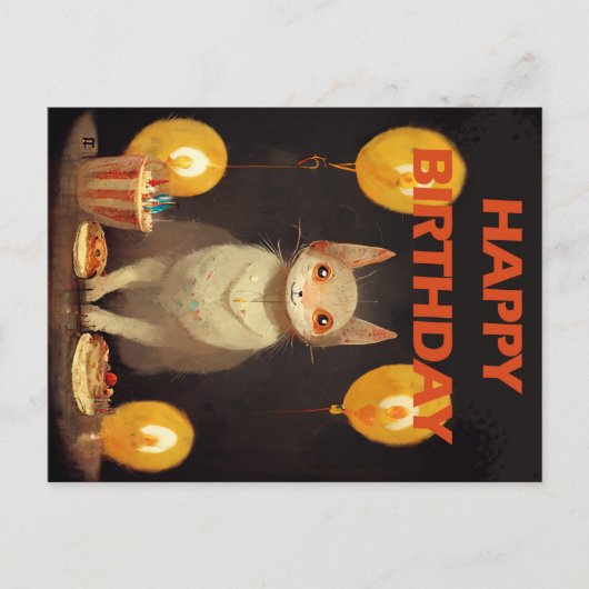 お誕生日おめでとう！ - 猫パーティー ポストカード (正面)