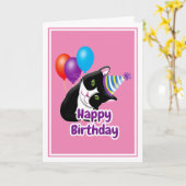 お誕生日おめでとう 猫 カード (黄色い花)