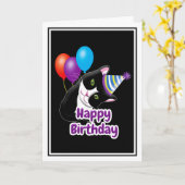 お誕生日おめでとう 猫 カード (黄色い花)