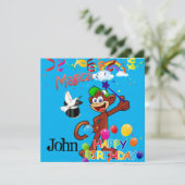 お誕生日おめでとう 猿 カード ご招待 風船 (スタンド正面)