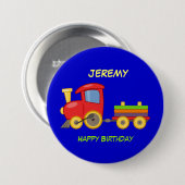 お誕生日おめでとう、玩具の列車、テンプレート 缶バッジ (正面&裏面)