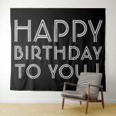 「お誕生日おめでとう！」 | 白黒 タペストリー (インサイチュ(横))