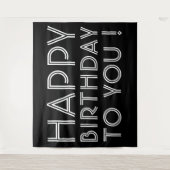 「お誕生日おめでとう！」 | 白黒 タペストリー (正面)