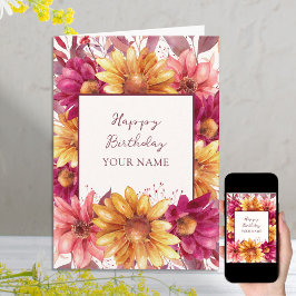 お誕生日おめでとう 秋の花 カード