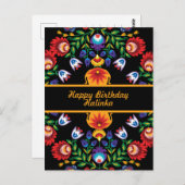 お誕生日おめでとう!素敵なポーランドの民俗切り絵 ワイチナンキ ポストカード (正面/裏面)