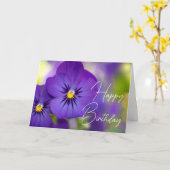 お誕生日おめでとう | 紫のパンジー カード (黄色い花)
