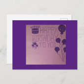 お誕生日おめでとう 紫の花のボール ポストカード (正面/裏面)