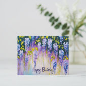 お誕生日おめでとう 紫藤の花 ポストカード (スタンド正面)