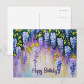 お誕生日おめでとう 紫藤の花 ポストカード (正面/裏面)