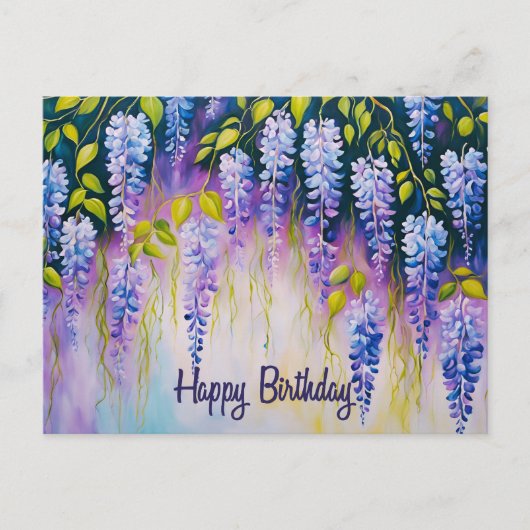お誕生日おめでとう 紫藤の花 ポストカード (正面)