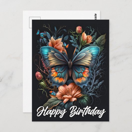 お誕生日おめでとう | 美しい蝶よ ポストカード (正面/裏面)