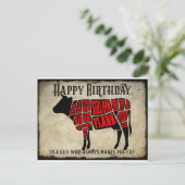 お誕生日おめでとう 肉の切り身 牛デザイン ポストカード (スタンド正面)
