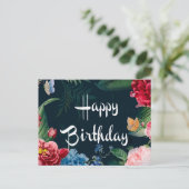 お誕生日おめでとう、色とりどりの花たち、 ポストカード (スタンド正面)