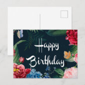 お誕生日おめでとう、色とりどりの花たち、 ポストカード (正面/裏面)