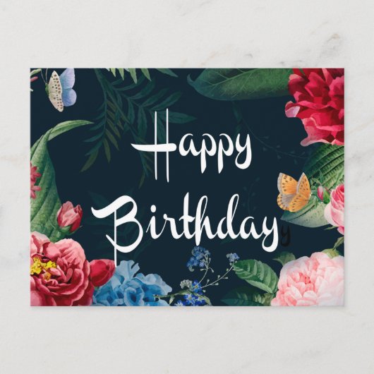 お誕生日おめでとう、色とりどりの花たち、 ポストカード (正面)