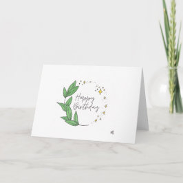 お誕生日おめでとう　葉と星のカード サンキューカード