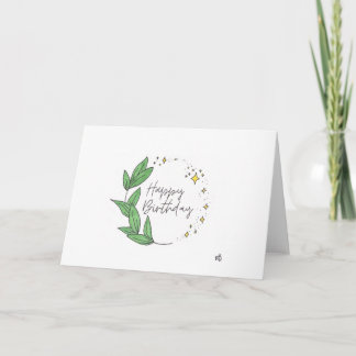 お誕生日おめでとう 葉と星のカード サンキューカード