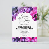 お誕生日おめでとう 藤色 50歳の誕生日パーティー 招待状 (スタンド正面)