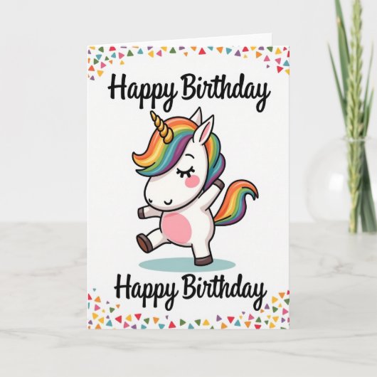 お誕生日おめでとう 虹色のたてがみ カード (正面)