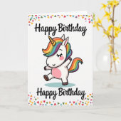 お誕生日おめでとう 虹色のたてがみ カード (黄色い花)