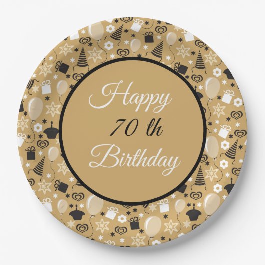 お誕生日おめでとう＋西暦 ペーパープレート (正面)