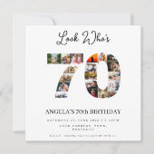 お誕生日おめでとう 誰が70歳か見てみて フォトモザイク 招待状 (正面)