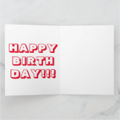 お誕生日おめでとう 赤白モダンボールド カード (内部)