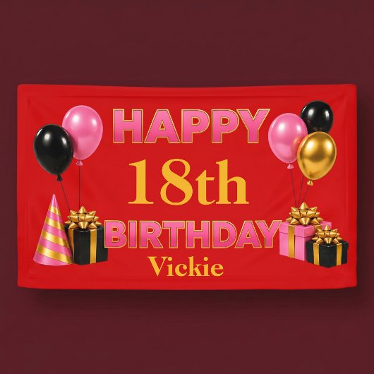 お誕生日おめでとう 赤 横断幕