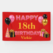 お誕生日おめでとう 赤 横断幕 (横)