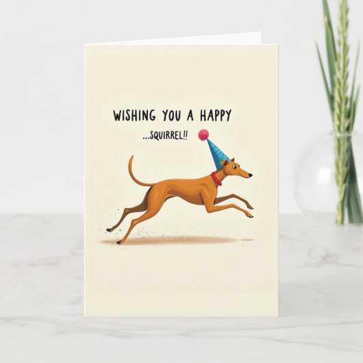 お誕生日おめでとう 躍動する犬のカード カード (正面)
