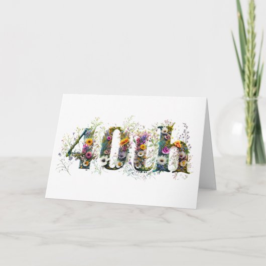 お誕生日おめでとう 野の花 誕生日おめでとう 40歳 カード (正面)