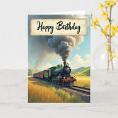 お誕生日おめでとう 電車 カード (黄色い花)