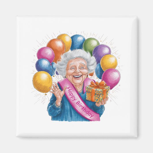 お誕生日おめでとう 面白いナナ マグネット (正面)