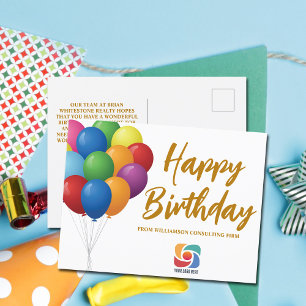 お誕生日おめでとう 風船 おしゃれ オーダーメイド 企業 ポストカード