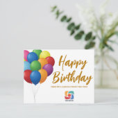 お誕生日おめでとう 風船 おしゃれ オーダーメイド 企業 ポストカード (スタンド正面)