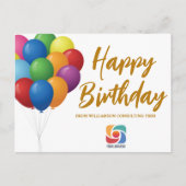 お誕生日おめでとう 風船 おしゃれ オーダーメイド 企業 ポストカード (正面)